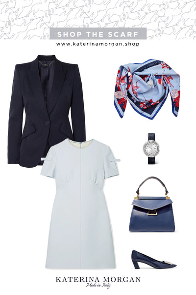 Blue tone office outfit