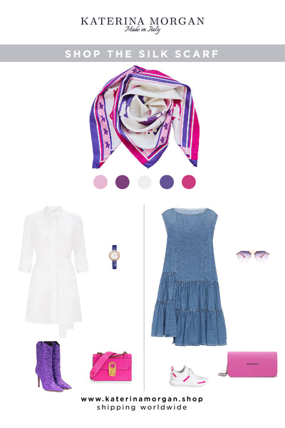Outfits with pink and violet accessories