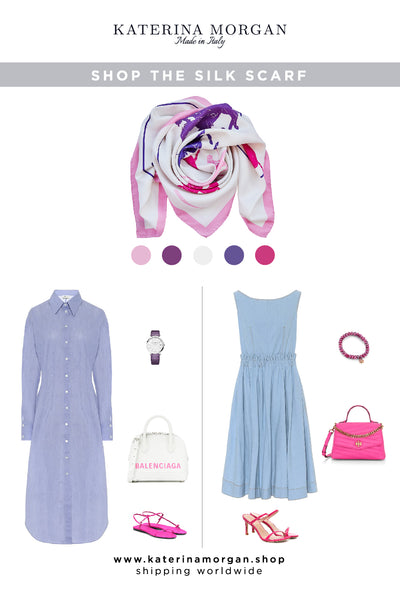 Summer dresses + pink silk scarf