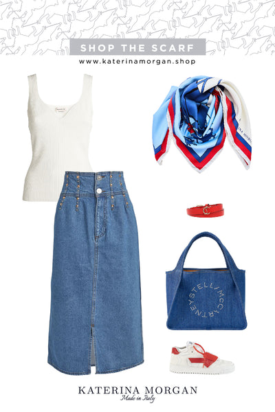 Denim and red accessories