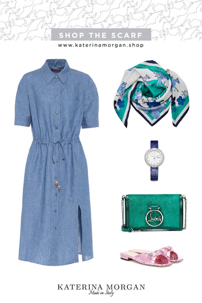 Classic shirt dress with green touch