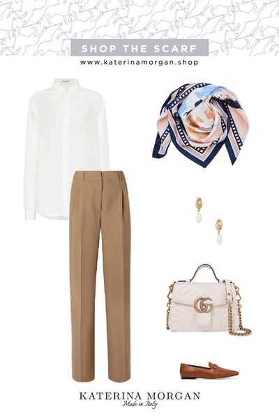 Beige and white autumn outfit