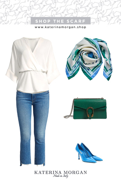Emerald and blue outfit