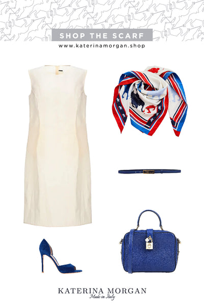 White, red and blue outfit