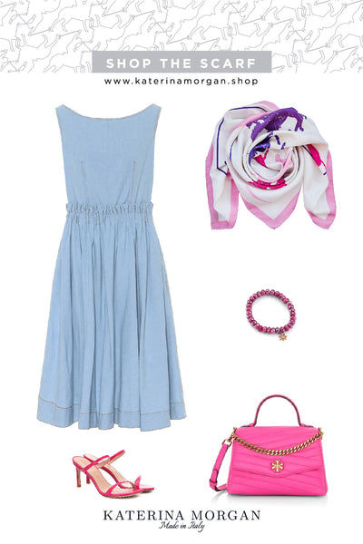 Summer dress with pink accessories