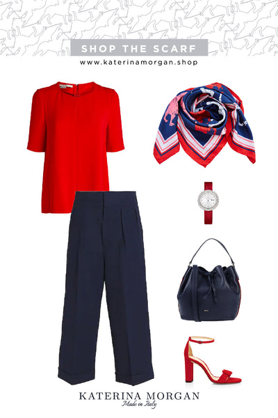 Red and navy blue chic outfit