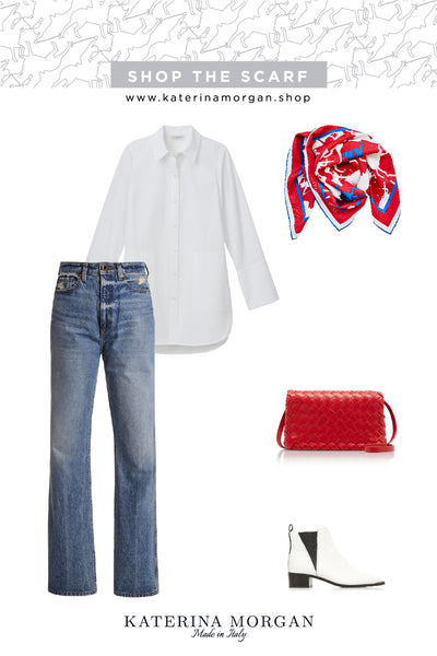 Classic white t-shirt with red accessories