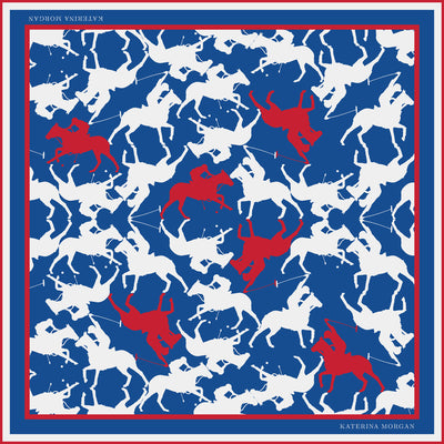 Womens silk scarf with horse polo design