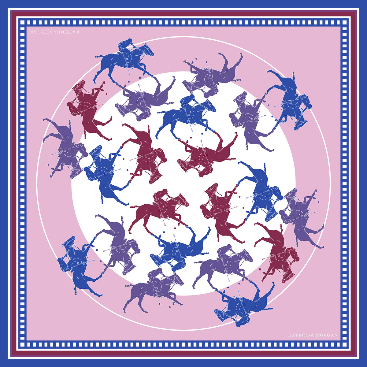 Stick and ball horse polo silk scarf 90 katerina